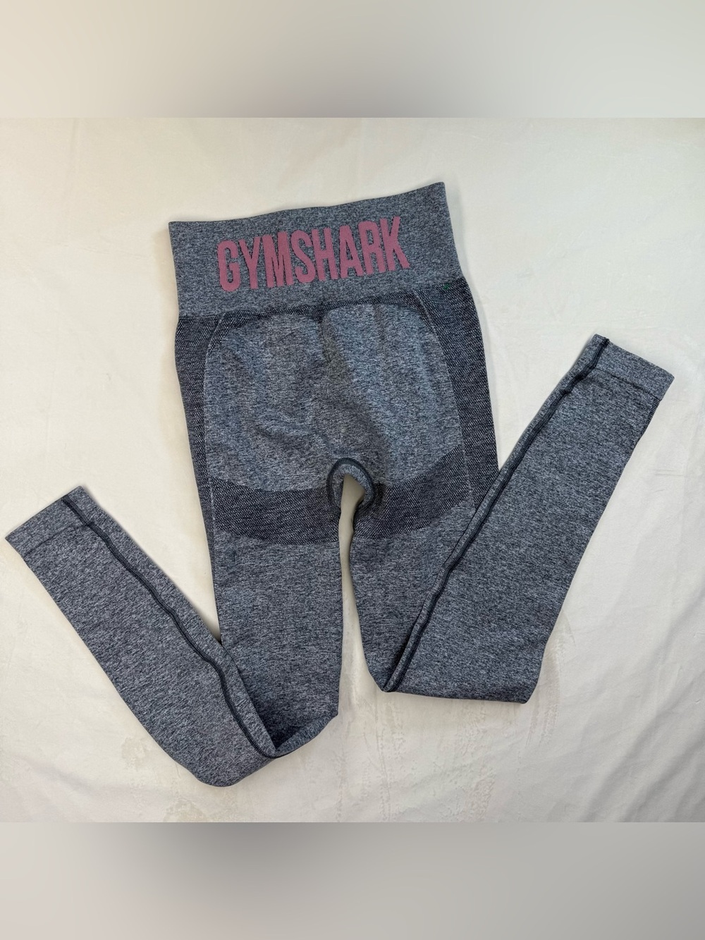 Gymshark Gray Seamless High Waist Leggings Women’s Size Unknown XS/S Pink Logo